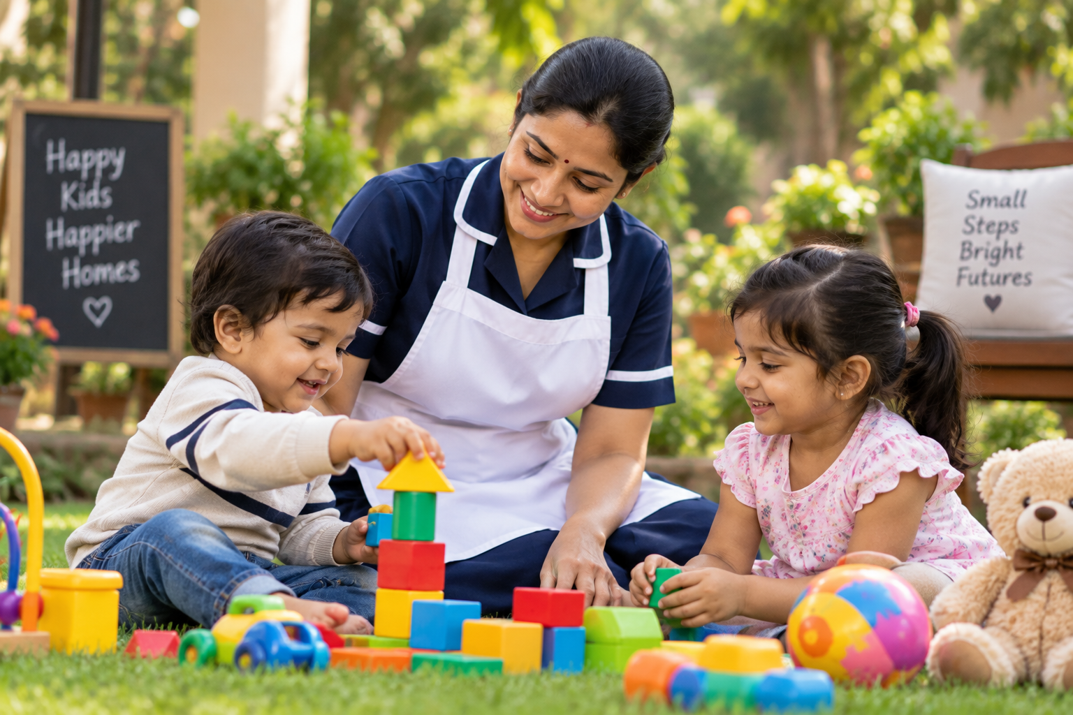 Babysitter caring for a child